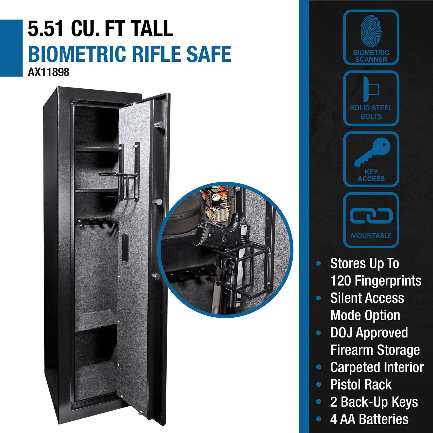 Barska 5.52 Cu. Ft Biometric Safe | AX11898