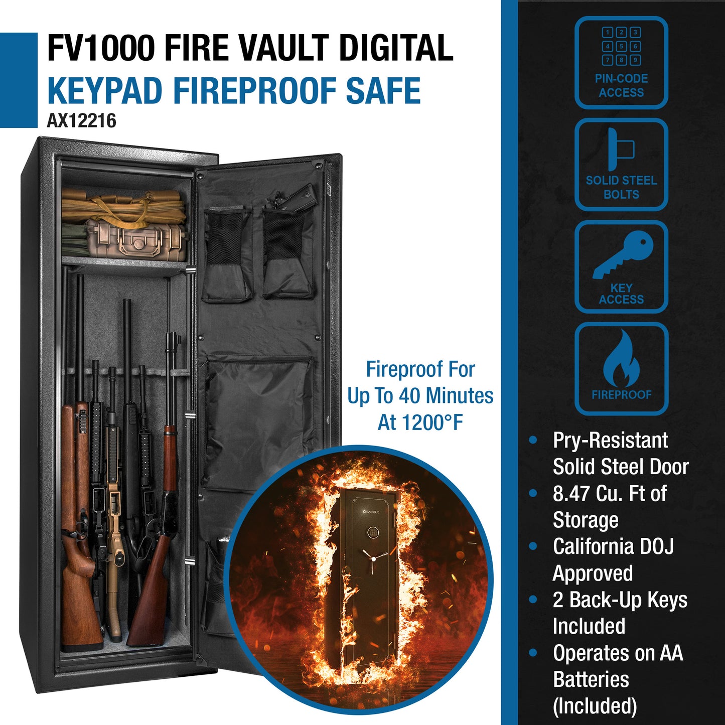 Barska FV1000 FireVault Fireproof Keypad Safe | AX12216