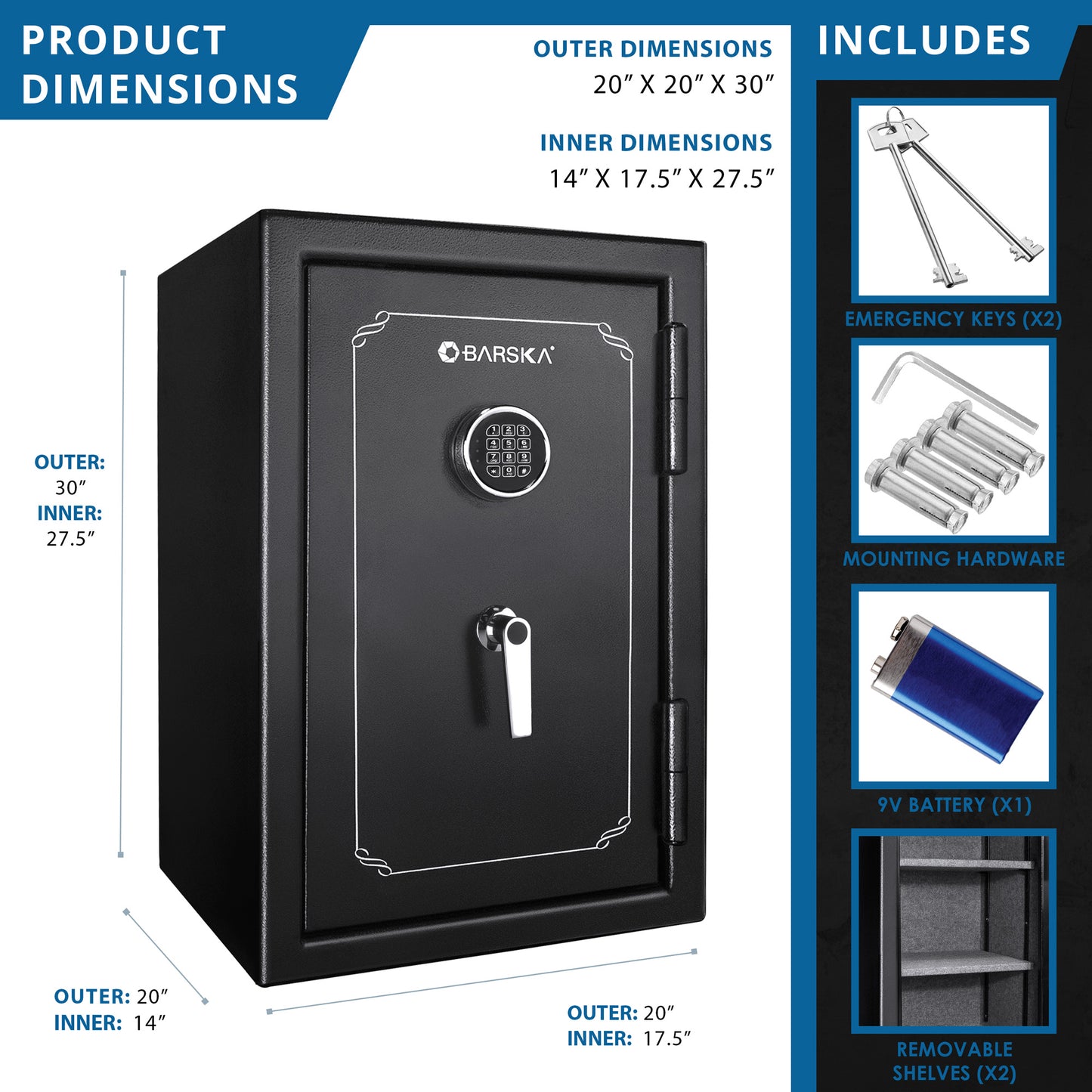 Barska FV500 FireVault Fireproof Keypad Security Safe | AX12674