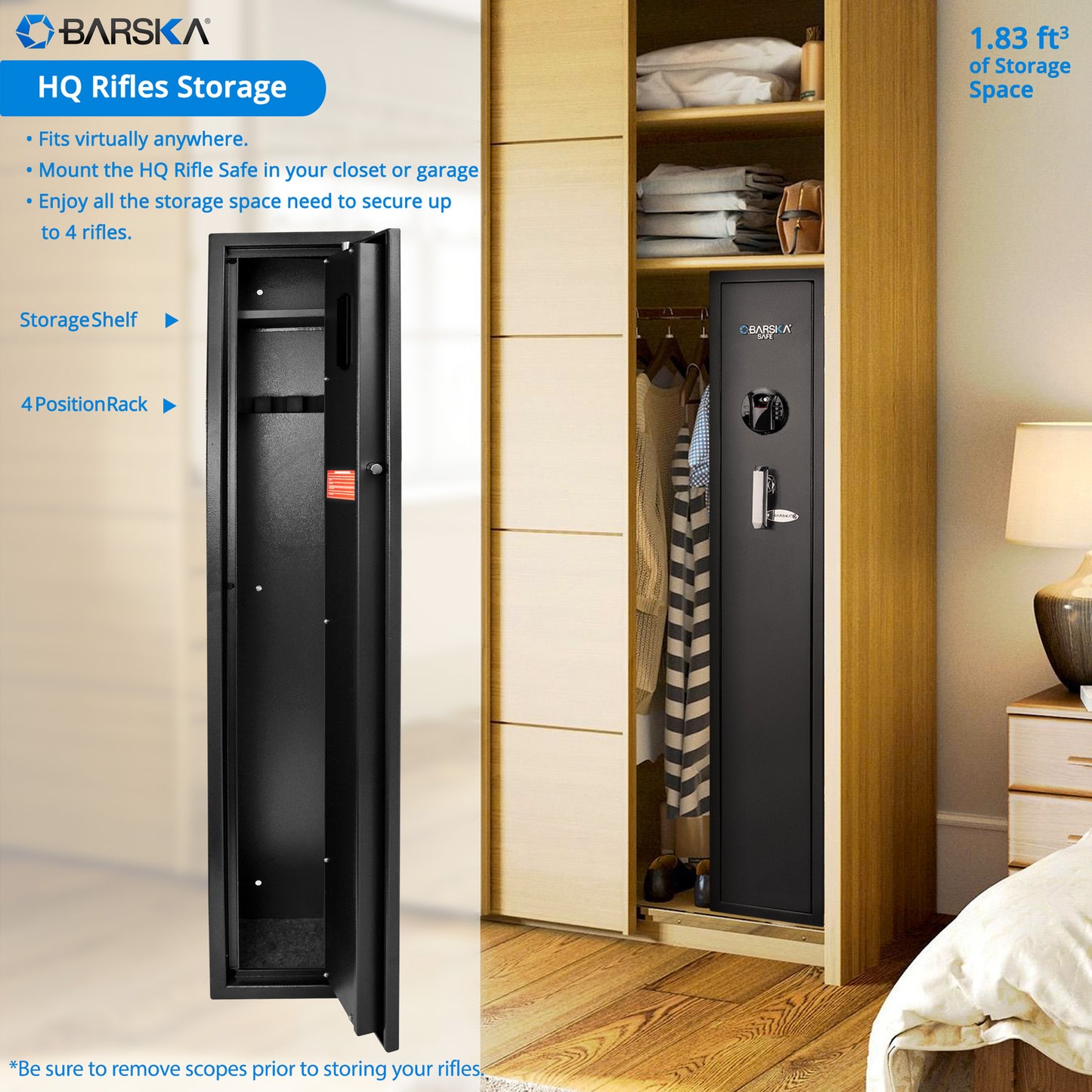 Barska HQ800 Biometric Keypad Rifle Safe | AX12760