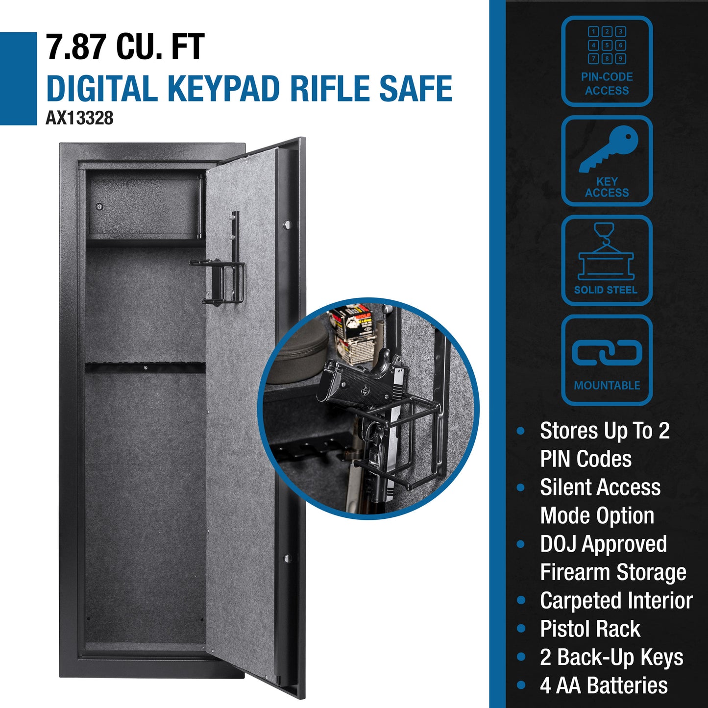 Barska 7.87 Cu. Ft Digital Keypad Rifle Safe | AX13328
