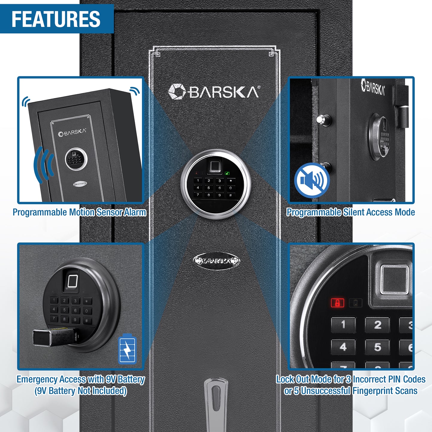 Barska 5.51 Cu. Ft Biometric Keypad Rifle Safe | AX13646