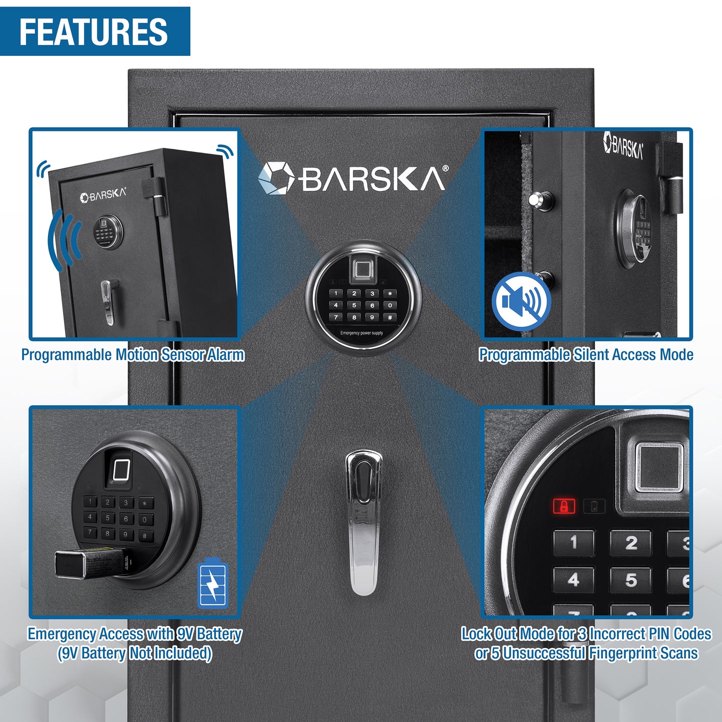 Barska 2.02 Cu. Ft Biometric Keypad Fire Resistant Safe | AX13744